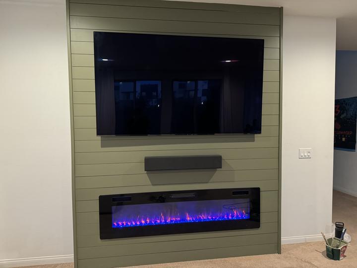 Built in media entertainment shiplapped