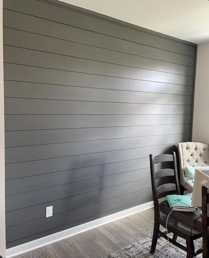 Barn style shiplap wall features