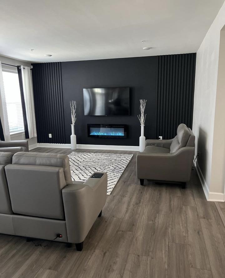 Media wall slate style accent features
